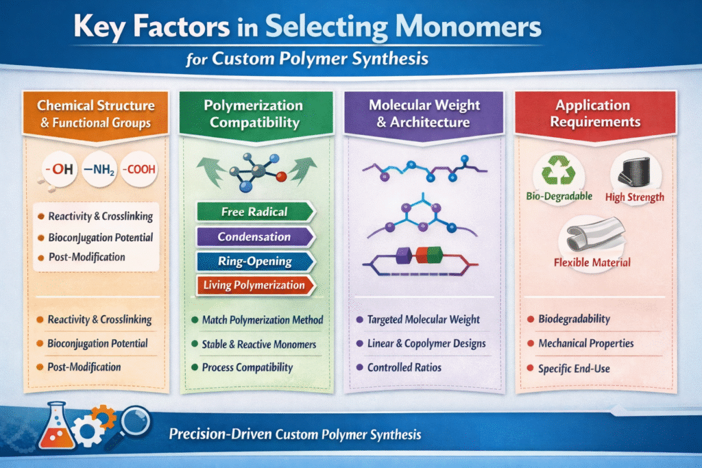 Key Factors to Consider When Selecting Monomers for Custom Polymer Synthesis Key Factors to Consider When Selecting Monomers for Custom Polymer Synthesis