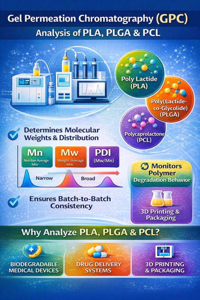 GPC analysis of PLA PLGA PCL