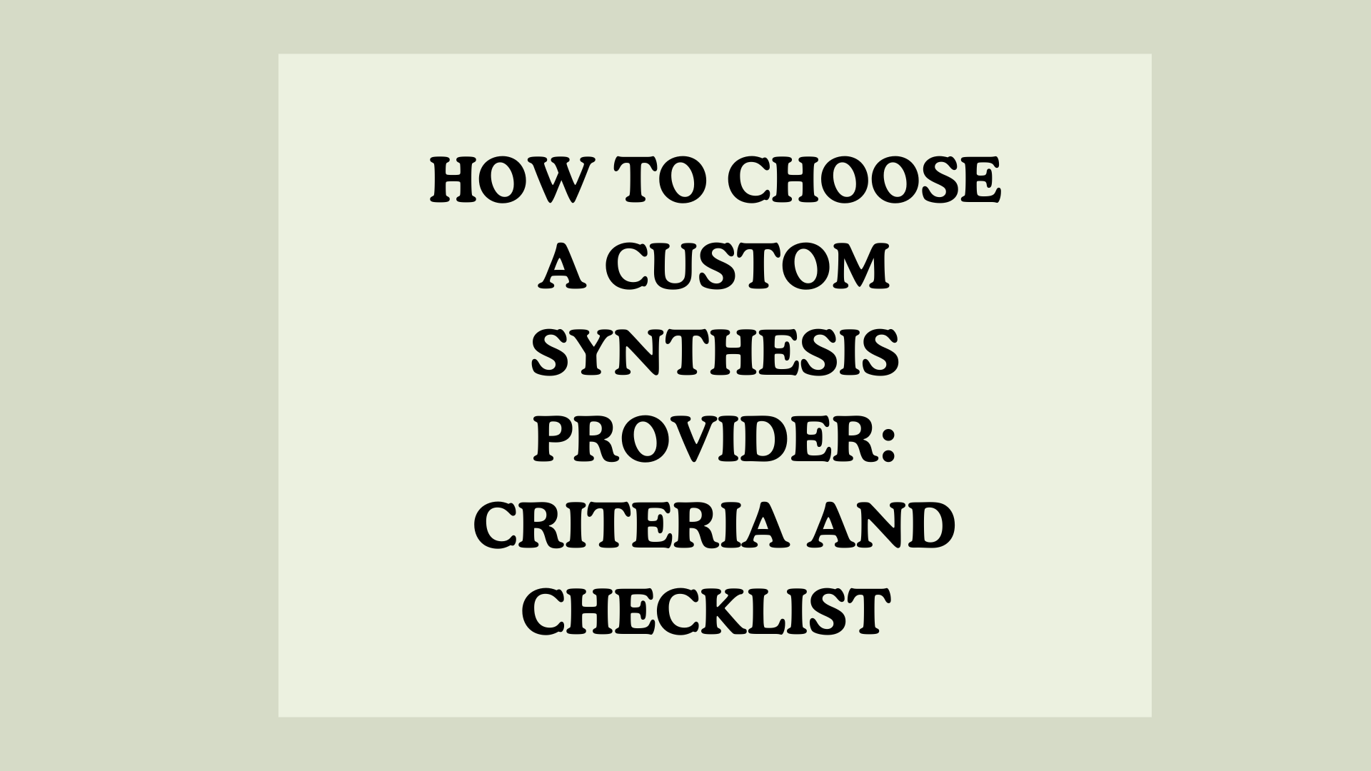 Choose Custom Synthesis Provider