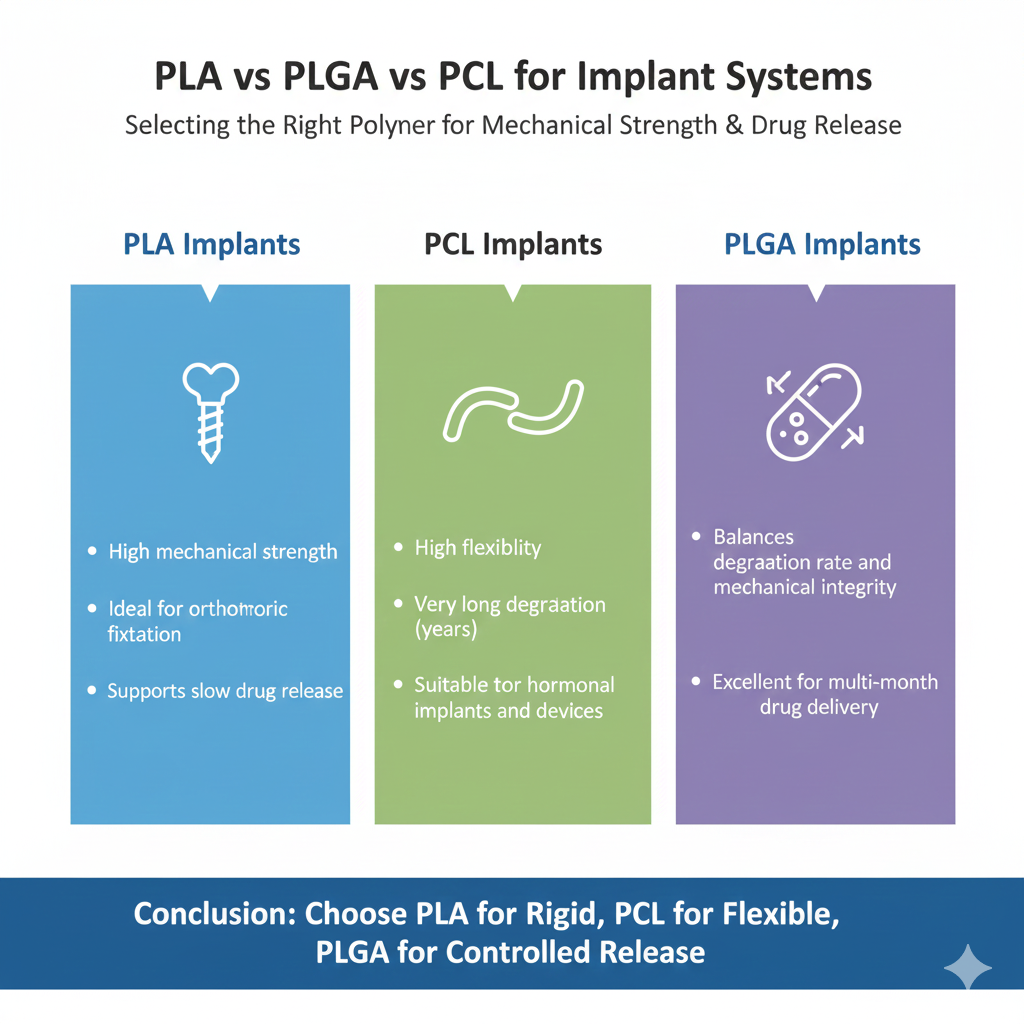 PLA vs PLGA vs PCL for Implant Systems