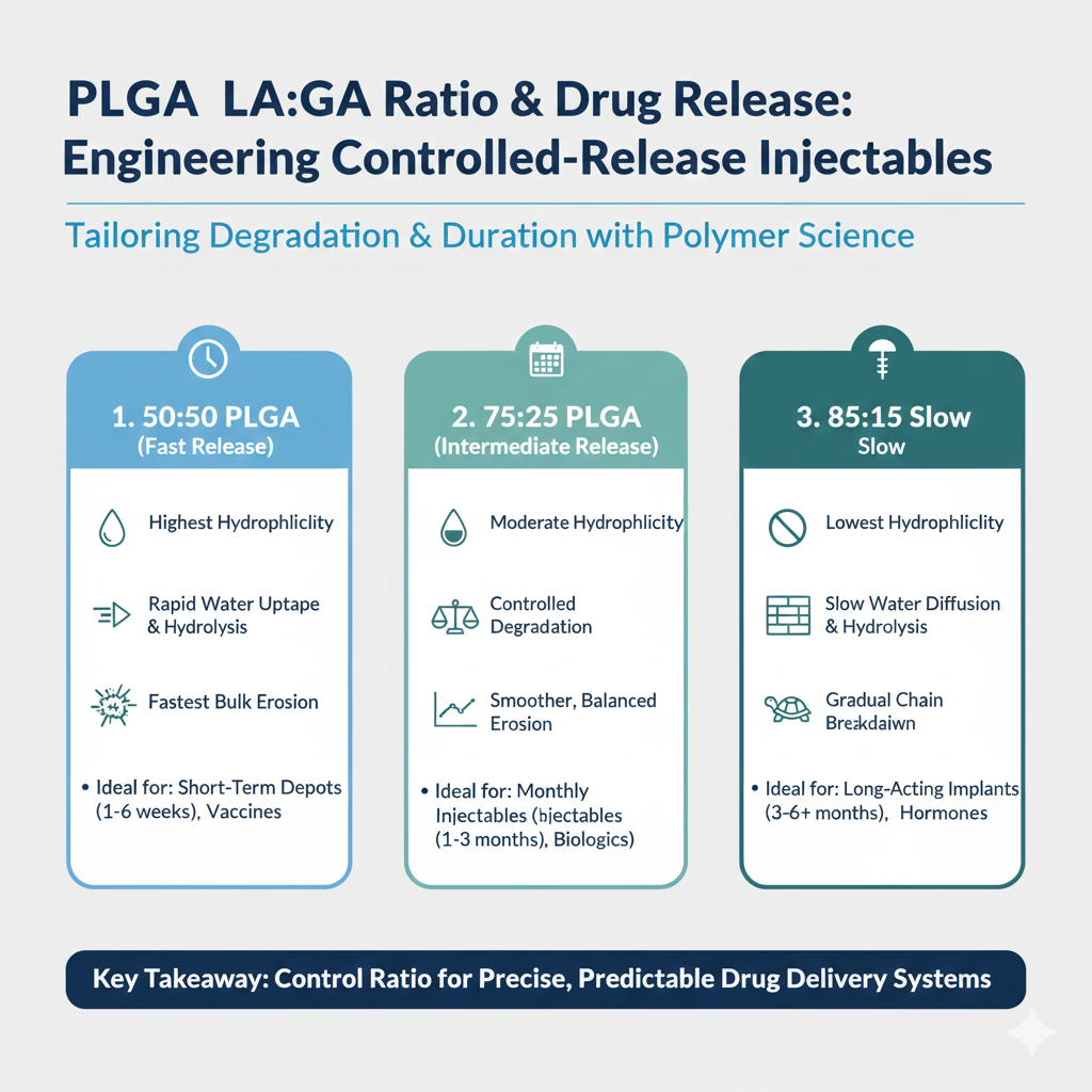 Role of LactideGlycolide Ratio (5050, 7525, 8515) in Controlled Release Profiles