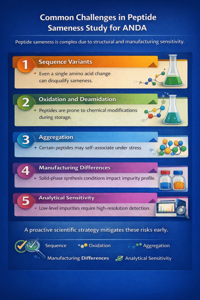 Common Challenges in Peptide Sameness Study for ANDA