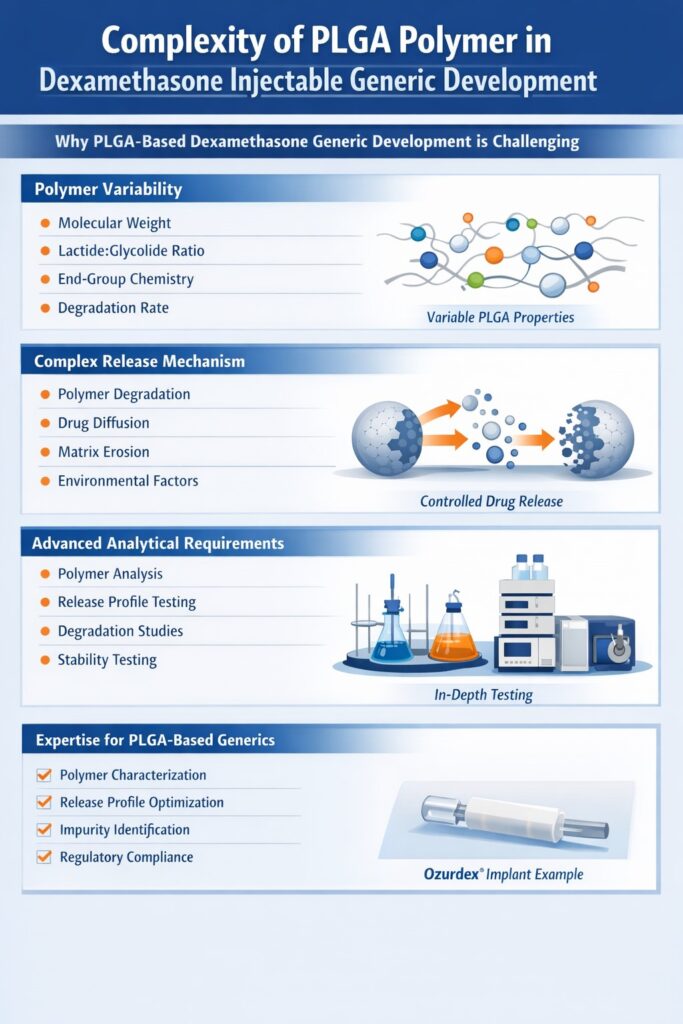 Complexity of PLGA Polymer in Dexamethasone Injectable Generic Development