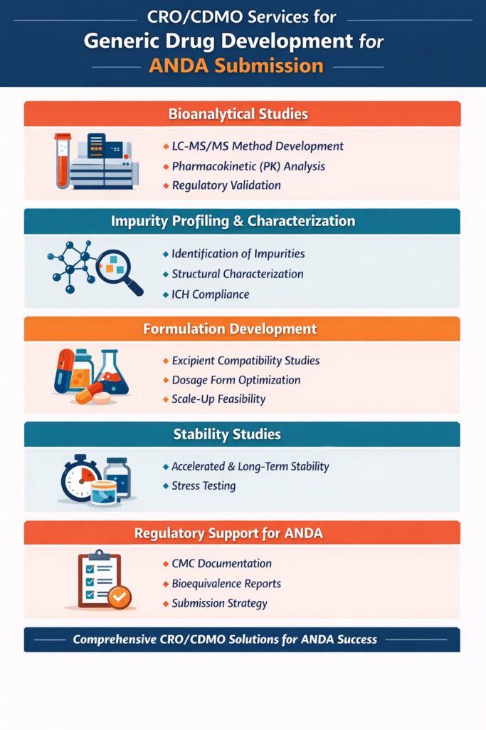 Core CRO CDMO Services for Generic Drug Development for ANDA Submission Core CRO/CDMO Services for Generic Drug Development for ANDA Submission