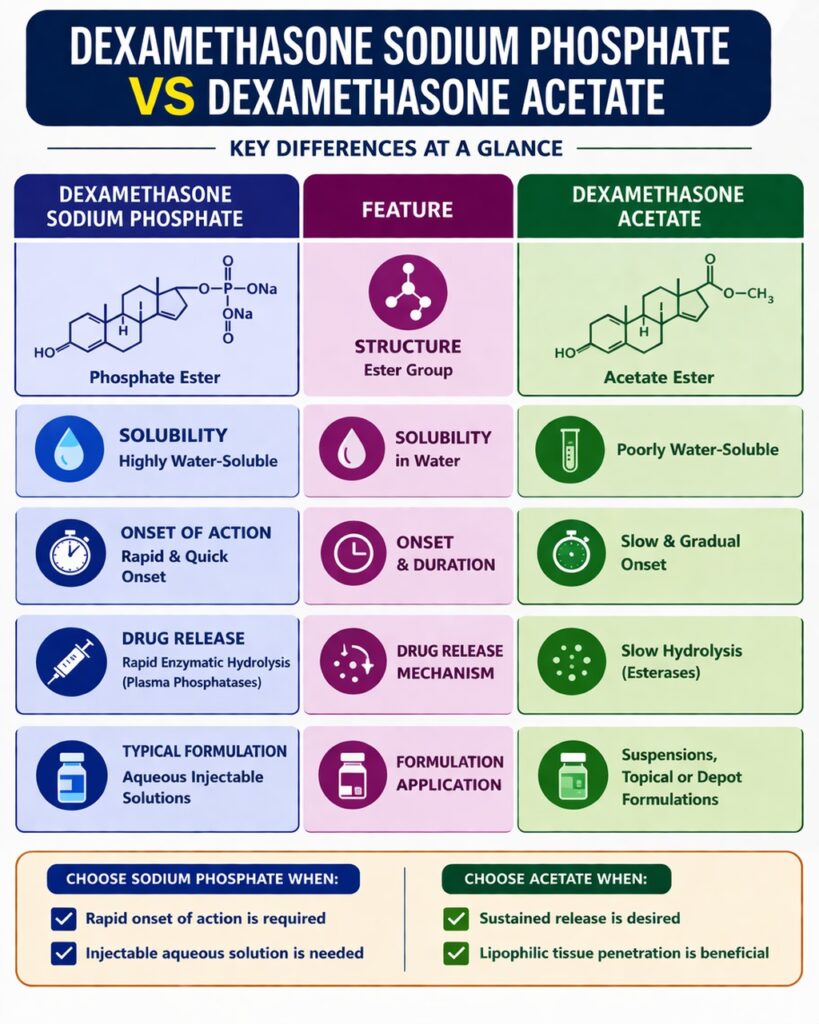 Dexamethasone Phosphate vs Acetate