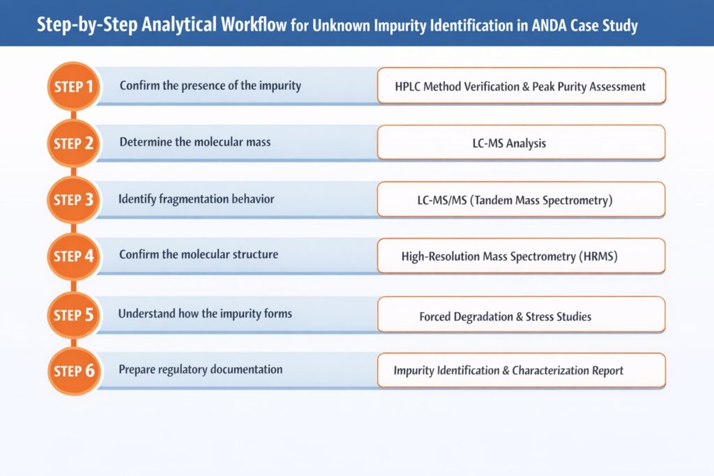 What Analytical Strategy Is Used in an Unknown Impurity Identification ANDA Case Study?