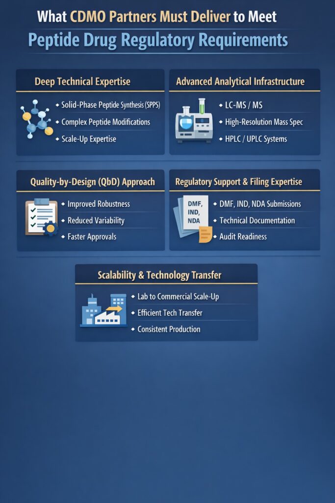What CDMO Partners Must Deliver to Meet Peptide Drug Regulatory Requirements What CDMO Partners Must Deliver to Meet Peptide Drug Regulatory Requirements