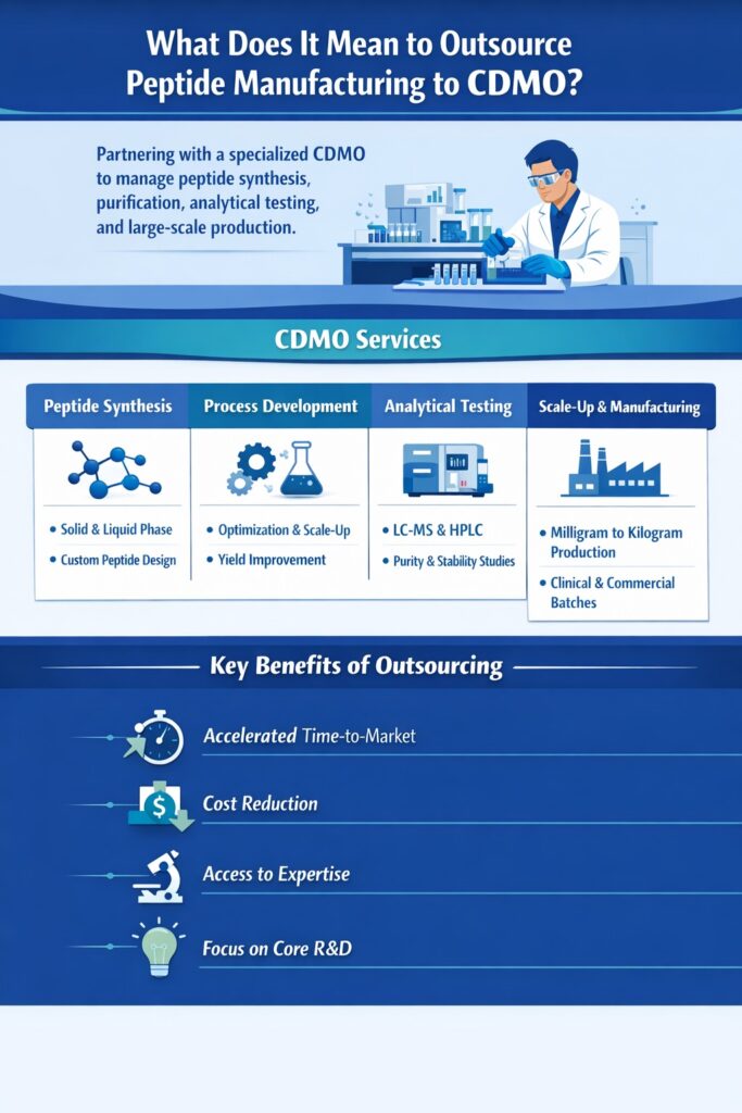 What Does It Mean to Outsource Peptide Manufacturing to CDMO?