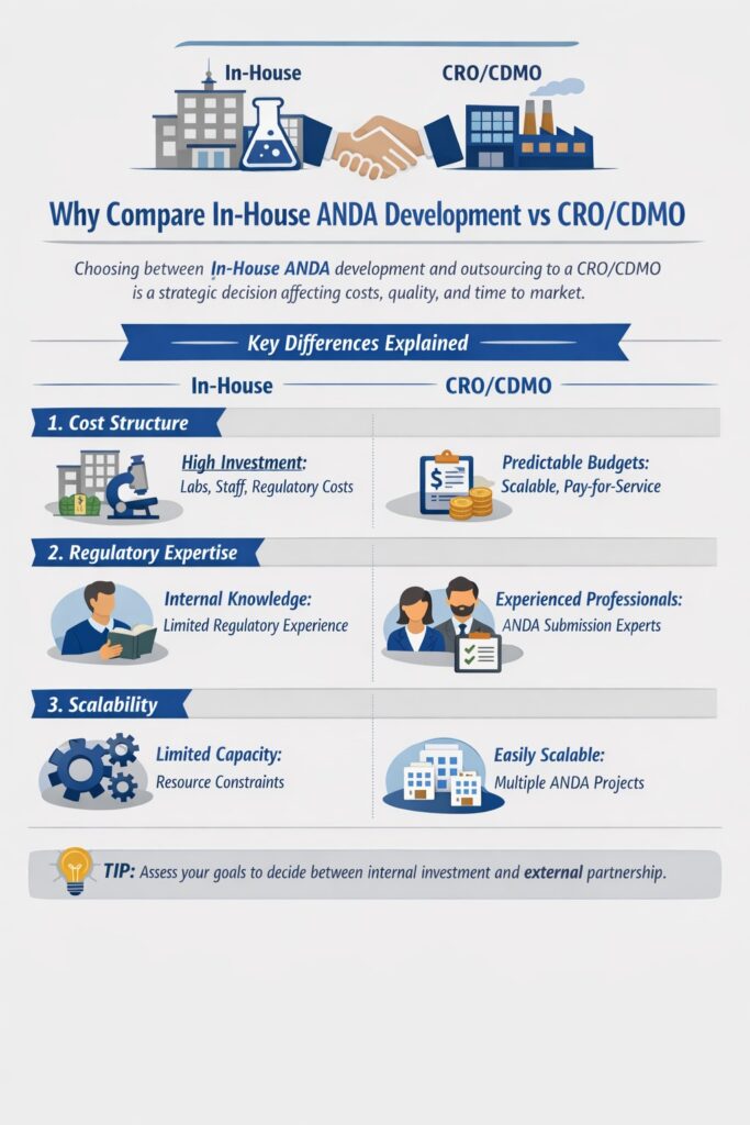 Why Compare In House ANDA Development vs CRO CDMO Why Compare In‑House ANDA Development vs CRO/CDMO