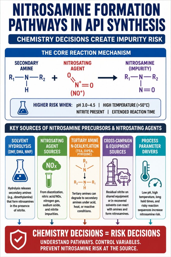 Nitrosamine Formation Pathways API Synthesis