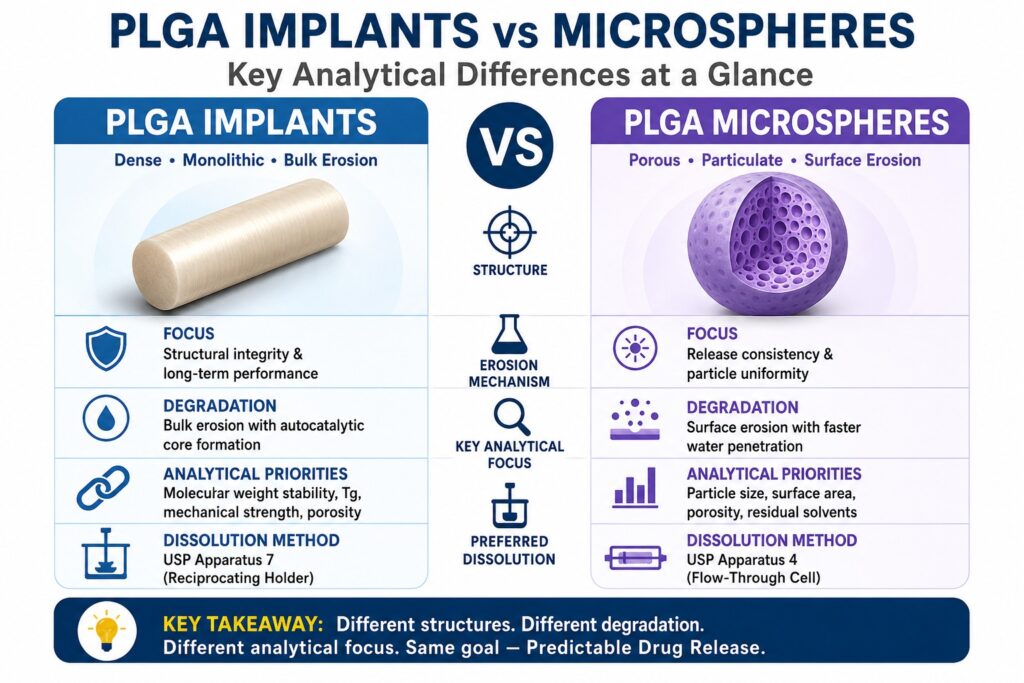 PLGA Implant vs Microsphere Characterization