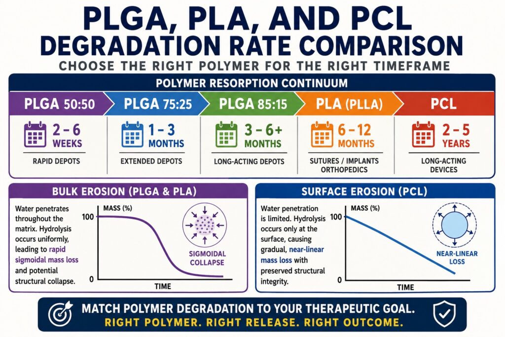 PLGA PLA & PCL Degradation Rates Comparison