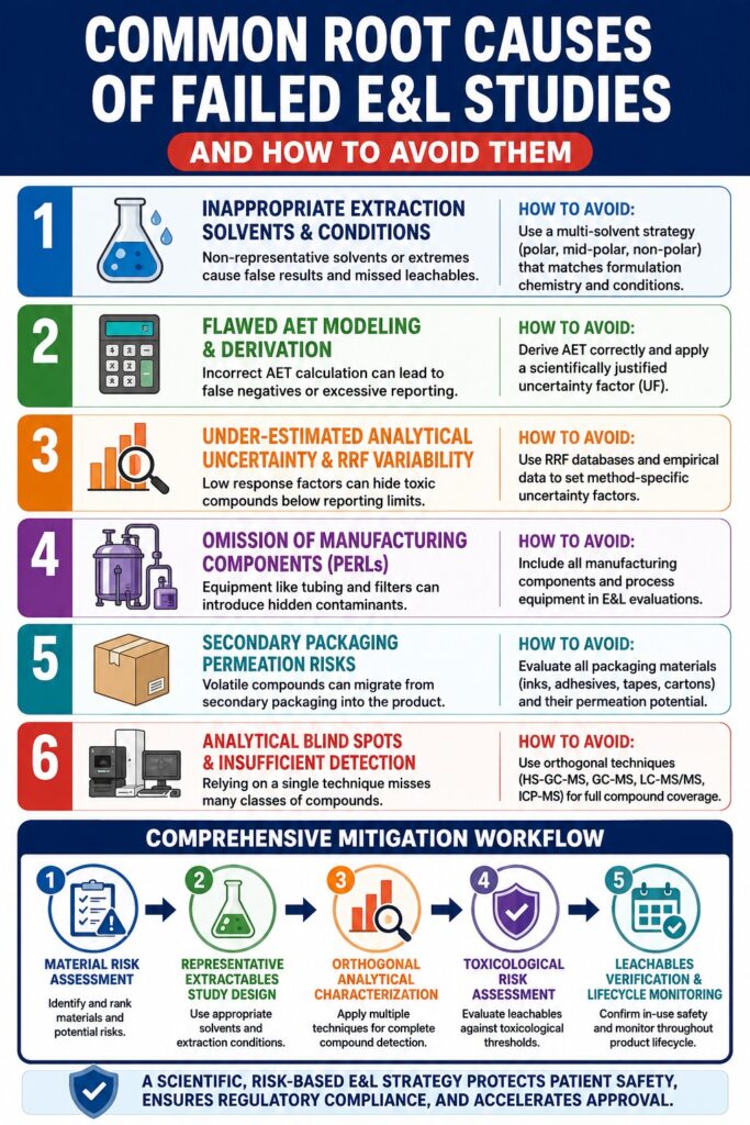 Root Causes of Failed Extractables and Leachables (E&L) Studies