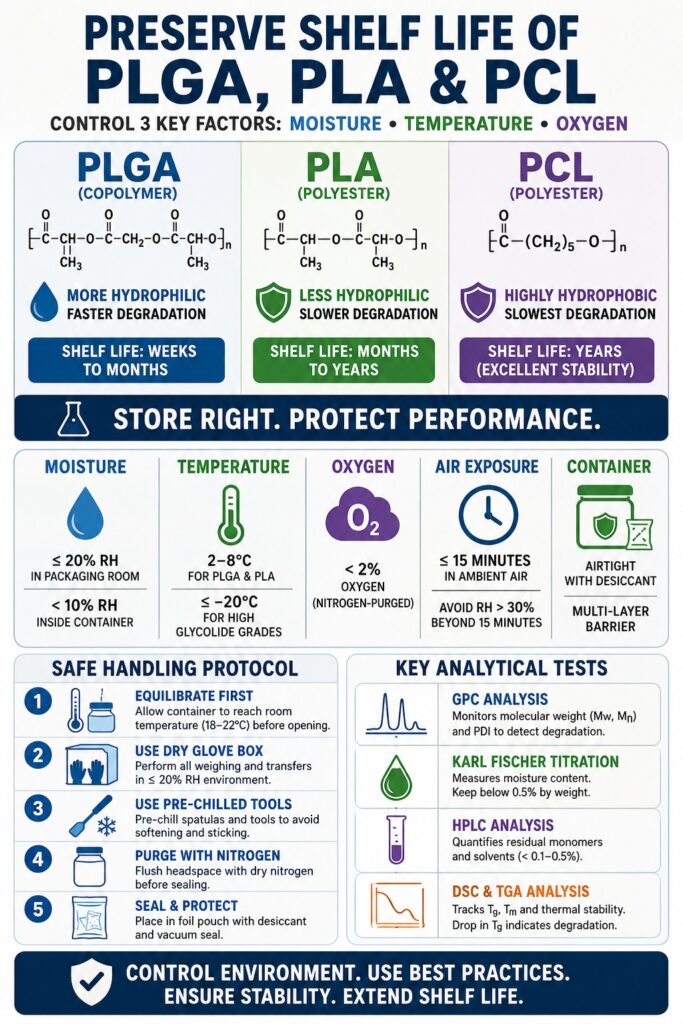 Shelf Life of PLGA, PLA, PCL