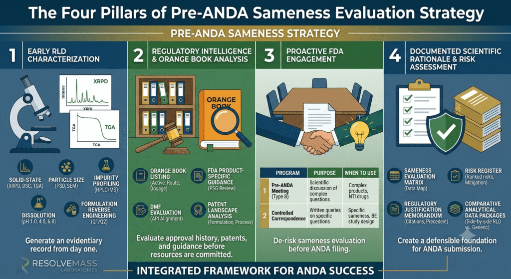 The Four Pillars of Pre-ANDA Sameness Evaluation Strategy