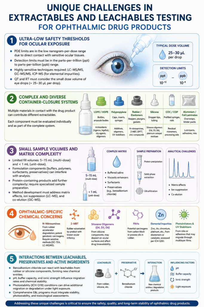 Unique Challenges in Extractables and Leachables Testing for Ophthalmic Drug Products Unique Challenges in Extractables and Leachables Testing for Ophthalmic Drug Products