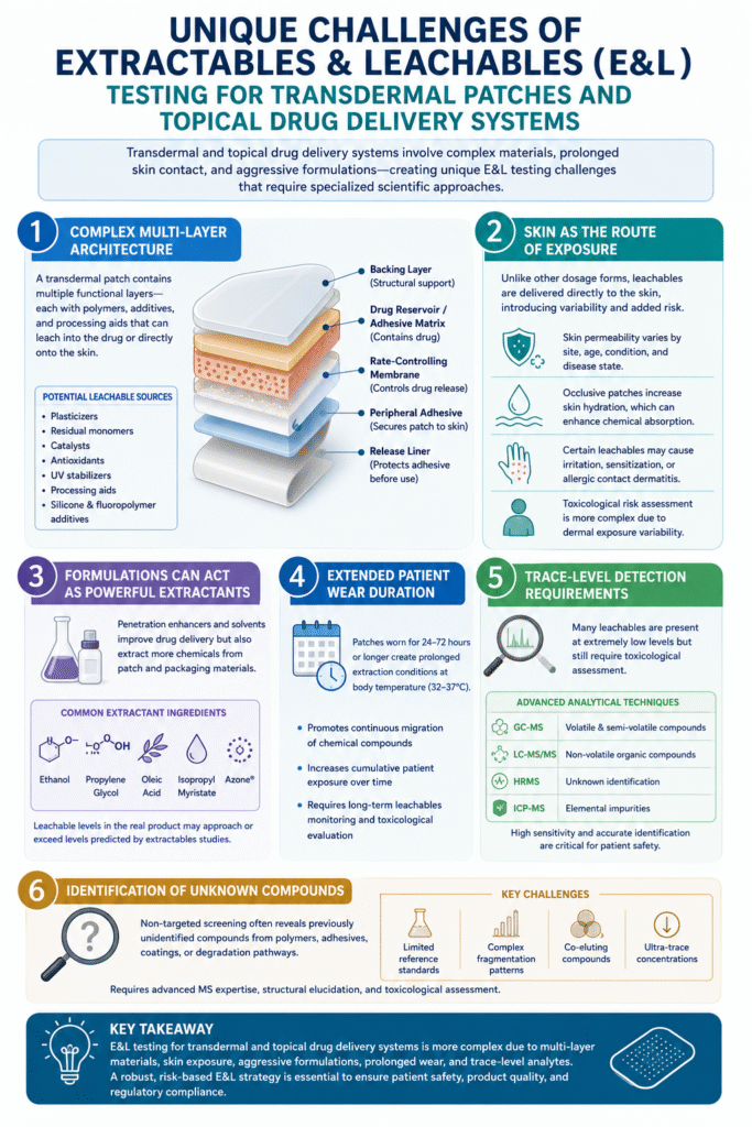 Unique Challenges of E&L Testing for Transdermal and Topical Drug Delivery Systems Unique Challenges of E&L Testing for Transdermal and Topical Drug Delivery Systems