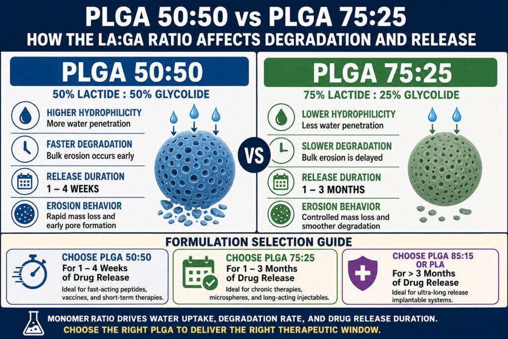 Difference Between PLGA 50:50 and PLGA 75:25
