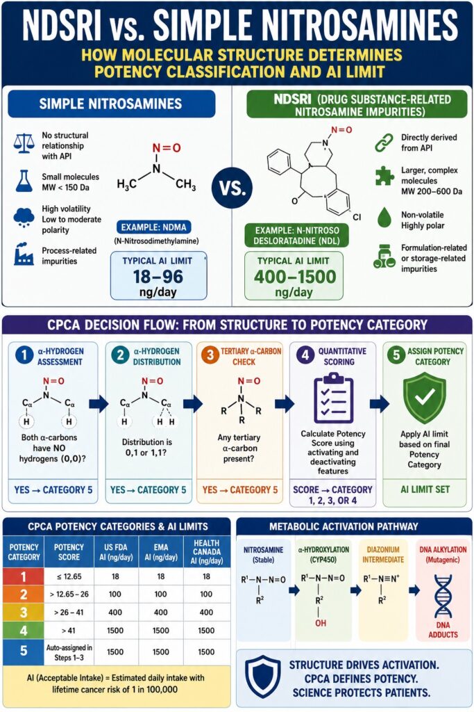 NDSRI vs. Simple Nitrosamines