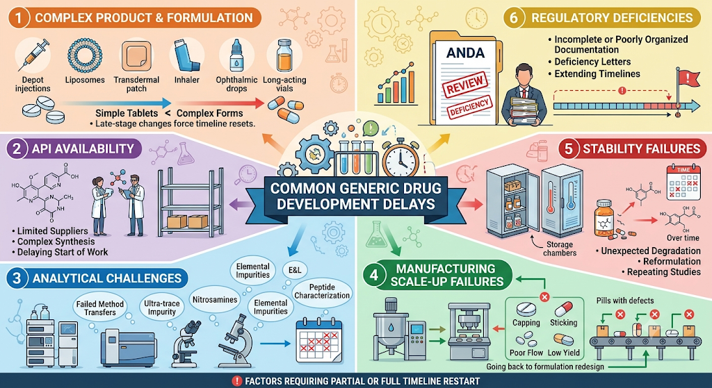 What Factors Most Commonly Delay Generic Drug Development Timelines?