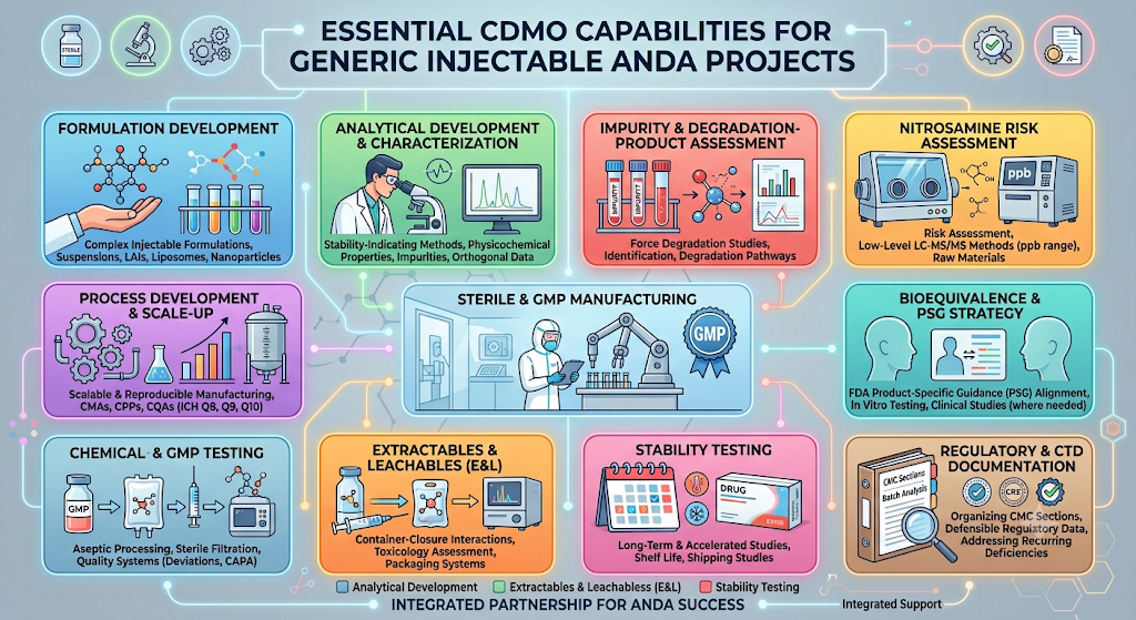 What Are the Essential CDMO Capabilities for Generic Injectable ANDA Projects?
