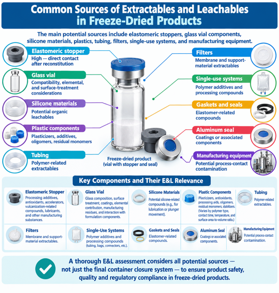 Common Sources of Extractables and Leachables in Freeze-Dried Products