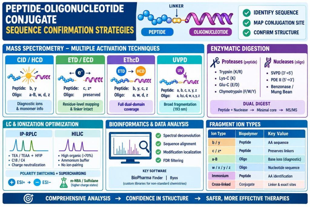 Peptide-Oligonucleotide Conjugate Sequence Confirmation Strategies