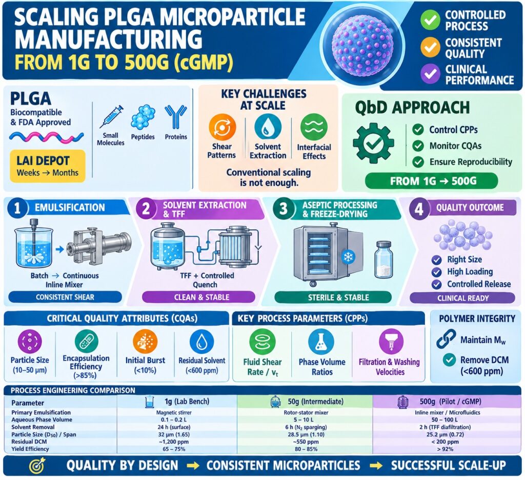 Scaling Poly(lactic-co-glycolic acid) PLGA Microsphere Manufacturing