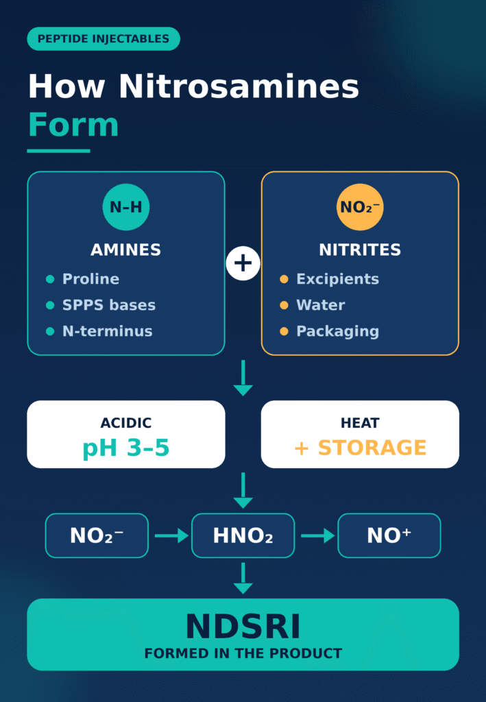 Chemical Vulnerabilities and Reaction Pathways in Peptide Formulations