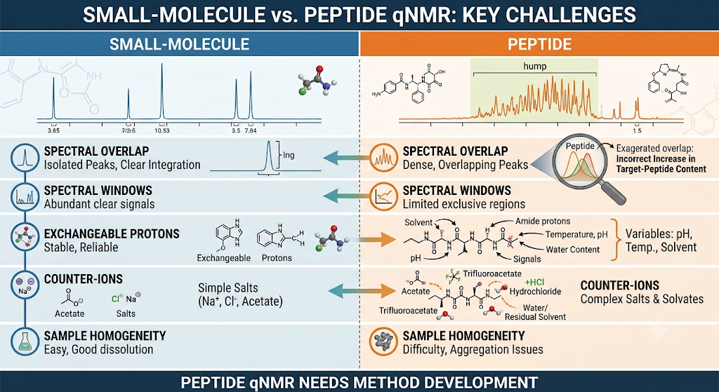 What Makes Peptide qNMR More Challenging Than Small-Molecule qNMR?