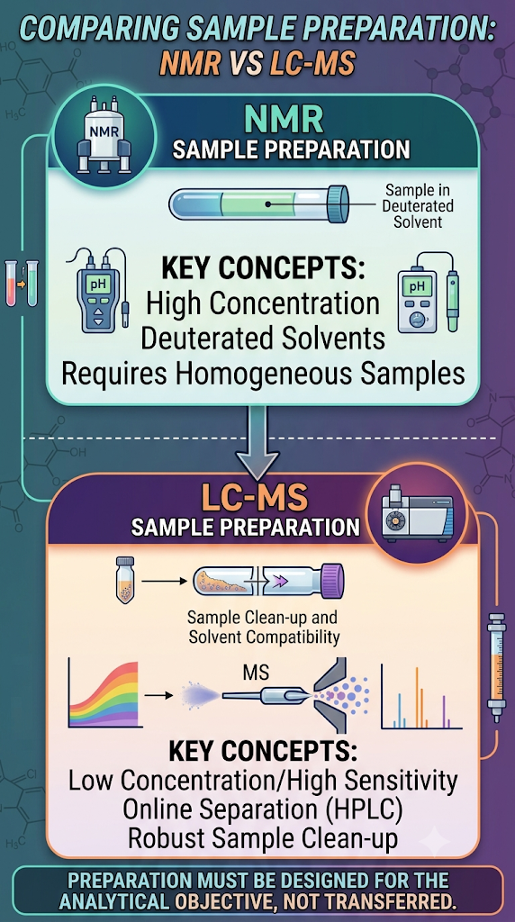 How Does Sample Preparation Differ Between NMR and LC-MS?