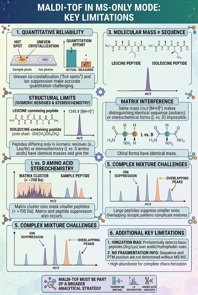 Limitations of MALDI-TOF Mass Spectrometry for Peptide Characterization