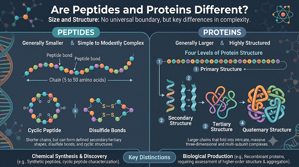 Are Peptides and Proteins Different in Size and Structure?