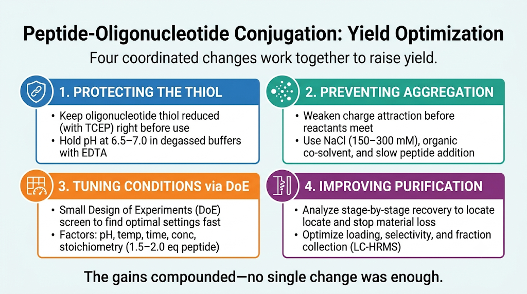 Peptide-Oligonucleotide Conjugation Yield Optimization: Strategies That Worked